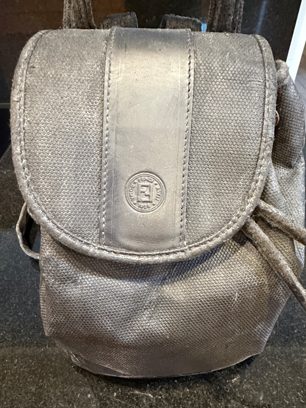 Fendi Black Canvas and Leather Mini Backpack